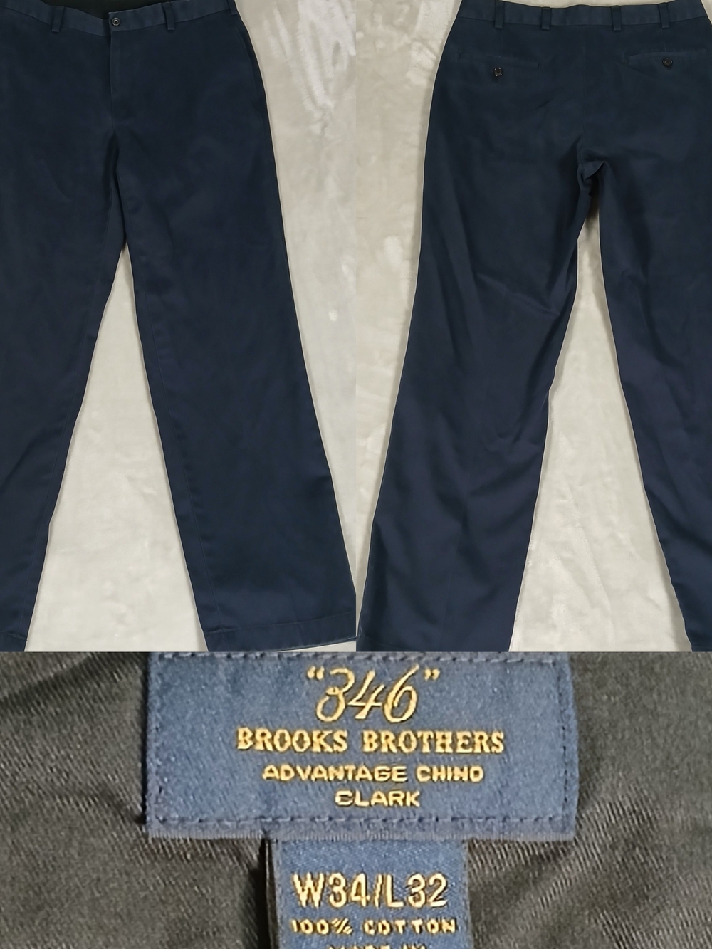 Brooks Brothers Advantage Chino Clark Pants 34x32 Men's Navy Blue